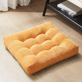 Degrees of Comfort Meditation Floor Pillow, Square Large Pillows Seating for Adults, Tufted Corduroy Cushion for Living Room Tatami, Orange Yellow 22x22 Inch