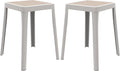 LeisureMod Tresse Mid-Century Modern Square Plastic Dining Stool Set of 2, Stackable Accent Stools with Breathable Seat, Lightweight Seating for Kitchen, Dining Room, Bedroom, or Entryway (White)