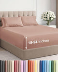 Extra Deep Pocket Cal King Sheets - 4 Piece Breathable & Cooling Bed Sheets - Hotel Luxury Bed Sheet Set - Soft, Wrinkle Free & Comfy - Easily Fits Extra Deep Mattresses - Deep Pocket Mauve Sheets Set