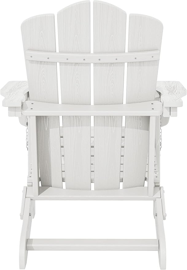 KINGYES Folding Adirondack Chair Set of 6, HDPE All-Weather Folding Adirondack Chair, White