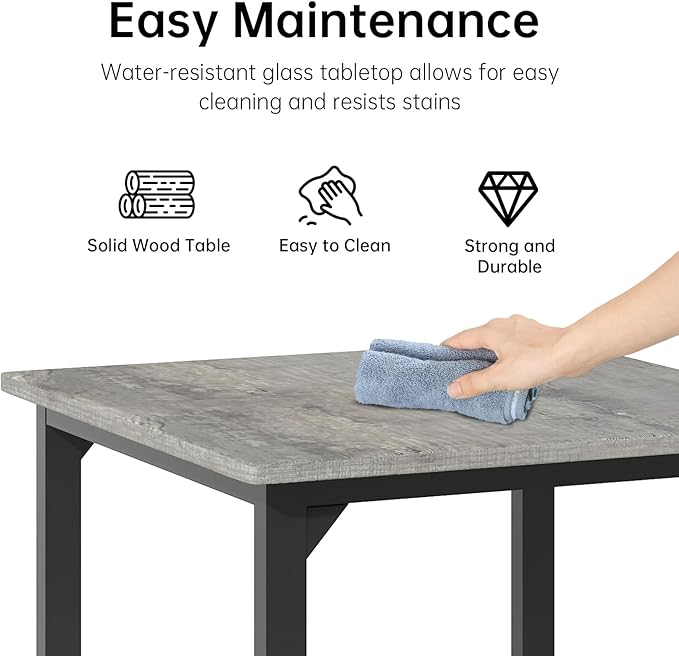 AWQM 5-Piece Dining Table Set, Dining Table Set for 4, Counter Height Table & 4 Bar Stools, Modern Kitchen Dining Set, with Upholstered Chairs, Compact Dining Set for Small Spaces, Gray