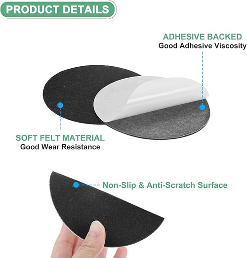 30-Pack Lamp Base Felt, 4.5 Inch Dia. 2mm Thick Self Adhesive Round Fabric Felt Pads for Lamp/Furniture/DIY, Non-Slip Fiber Backed Patch Circles with Adhesive Backing [Black]