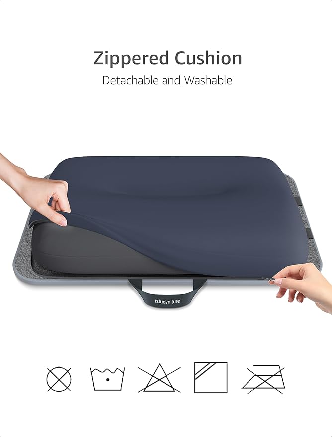 Istudyniture Lap Desk with Washable Cushion – Fits up to 17-Inch Laptops – Portable Laptop Desk & Stand – Bed desks & Tray for Writing, Reading, Working, Gaming on Bed, Couch, Floor – Large, Grey