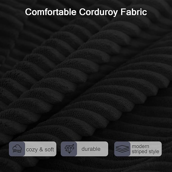 COMAX Futon Sofa Bed Queen, 79" Convertible Sofa Bed Couches for Living Room, 4 in 1 Folding Boneless Sleeper Corduroy Couch Loveseat Foam In a Box, Foldable Comfy Lounge Fold Out Floor Mattress Black