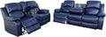 AYCP Bonded Leather Living Room Furniture Set Reclining Sofa Set Loveseat Furniture Sets in Living Room Sofa Recliners (Sofa+Loveseat, Blue)