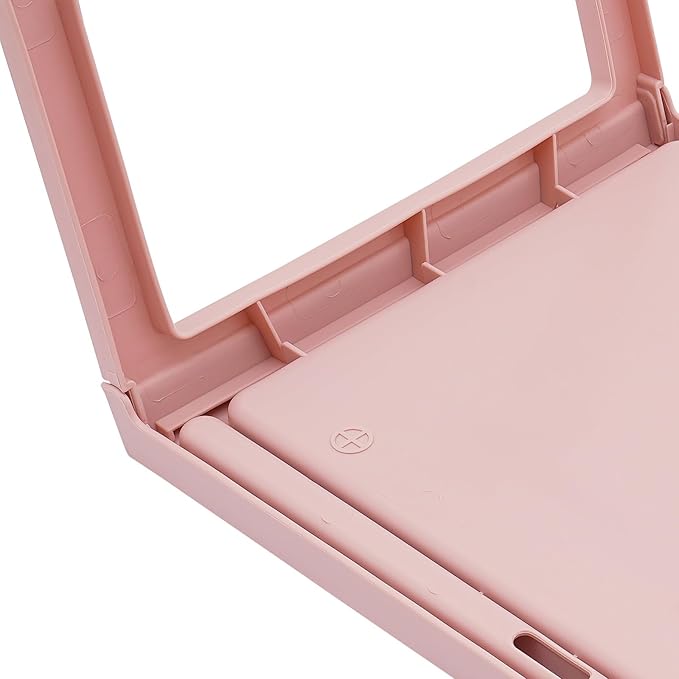 6PC Bed Tray Table with Folding Legs, Plastic Small Breakfast in Bed Tray Laptop Table Foldable Lap Desks for Eating on Sofa Laptops Sleepover Slumber Party Kids Adult (Pink)