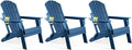 FUNBERRY Folding Adirondack Chair Set of 3, All Weather HDPE Fire Pit Chairs with Cup Holder for Outdoor