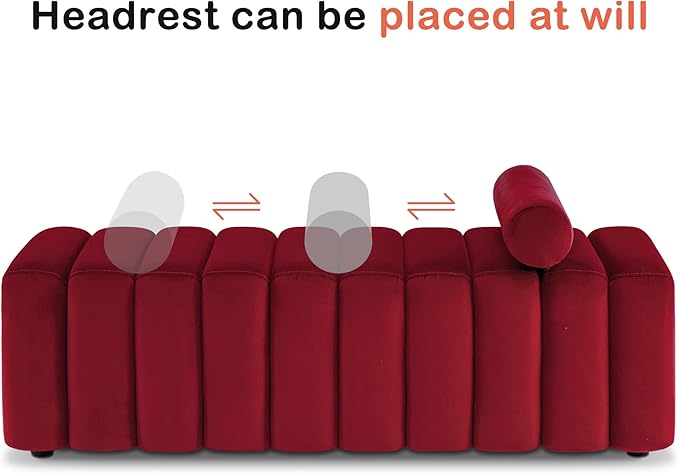 MCombo Waiting Room Benches, Guest Reception Lobby Chairs for Salon, Velvet Upholstered Ottoman for Bedroom Entryway 4698 (Red)