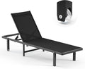 Pool Lounge Chairs, Chaise Lounge Outdoor with Wheels and 5-Position Recliner -Easy to Move- Aluminum Patio Lounge Chair for Poolside, Deck (Black)