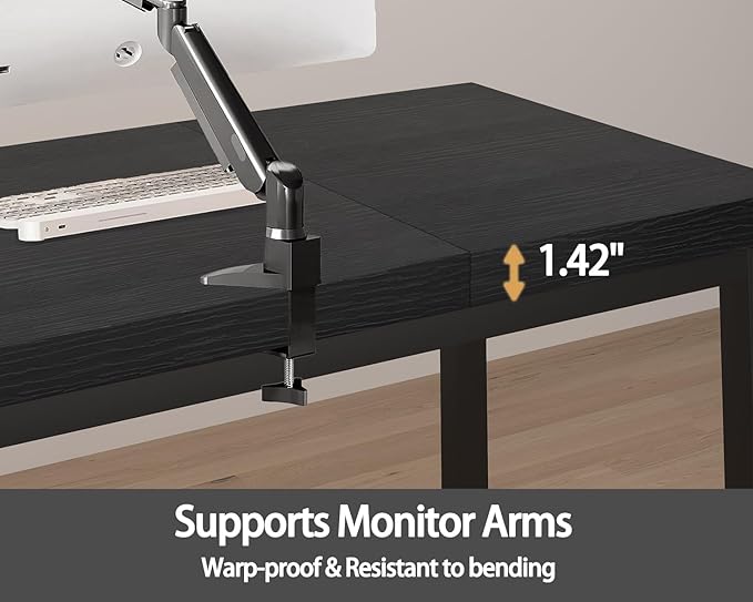 70.8 Inch Large Computer Desk, Modern Table with Thick Tabletop, Spacious Gaming Desk for 2 People, Study Writing Workstation for Home Office, Work from Home, Easy Assembly, Black