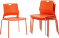 Sidanli Stackable Office Chairs, Orange Guest Chairs with Comfortable Streamline Seat, Stacking Chairs No Wheels for Conference Room, Set of 4.