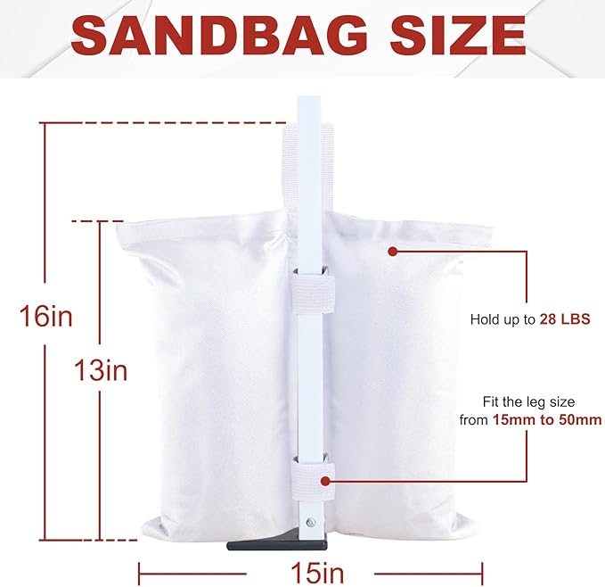 ABCCANOPY Canopy Weights 120 LBS Tent Sand Bags,4pcs-Pack (White)