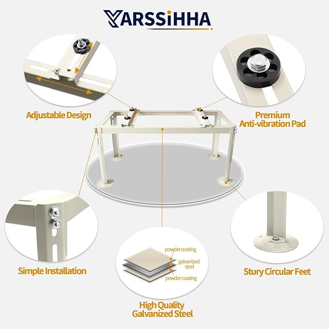 Yarssihha Mini Split Ground Stand for 9000-36000 BTU Ductless Air Conditioners Heat Pumps, Heavy Duty Adjustable Mini Split Stand, Condenser Stand, Max Load: 440LBS