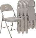8 Pack Gray Padded Folding Chairs Set - Comfortable Stackable Portable Chairs for Indoor Outdoor, Events, Parties, Office, Wedding (PU Leather, Slate Gray,School Chair)