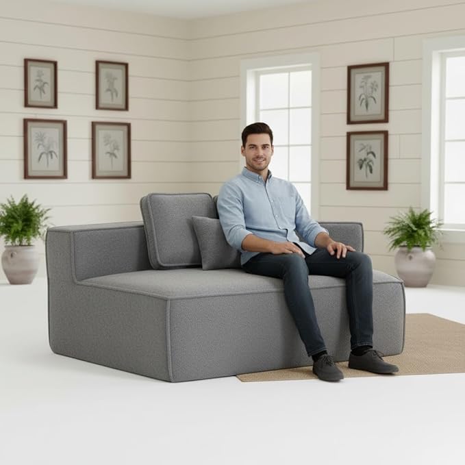 KEIKI 75.2" Teddy Fleece Single Sofa Chair – Compressed Oversized Floor Couch with Soft Fleece Fabric & Plush Cushioning, Chill Seat for Movie Nights, Relax Zones & Weekend Lounging