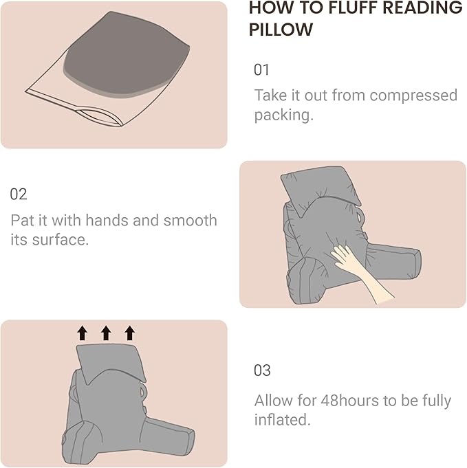 Unisakey Portable Reading Pillows with Headrest for Bed Sitting Up(Brown Oeko-Tex), Velvet Back Pillow with Arms & Pockets for Adults, Support Memory Foam Bed Pillow for Dorm/Reading/Watching/Gaming