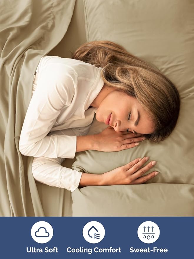 Extra Deep Pocket King Sheets - 4 Piece Breathable & Cooling Bed Sheets - Hotel Luxury Bed Sheet Set - Soft, Wrinkle Free & Comfy - Easily Fits Extra Deep Mattresses - Deep Pocket Beige Sheets Set