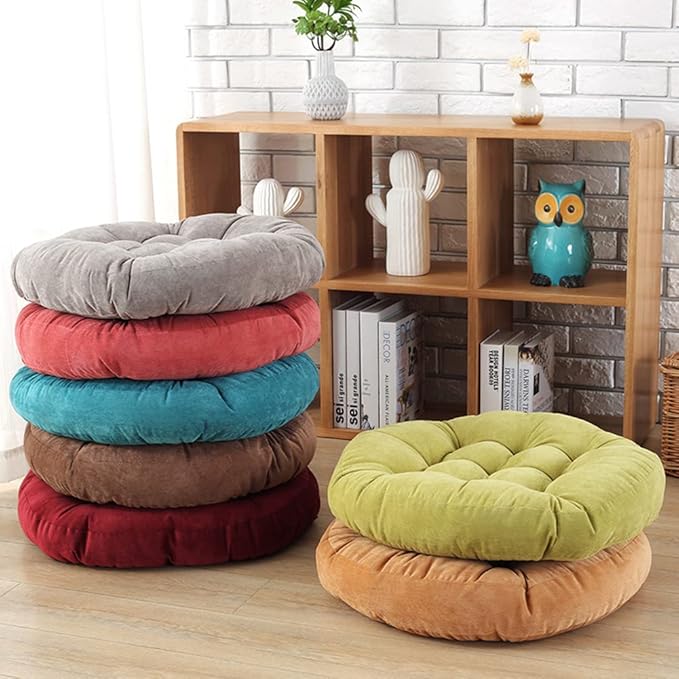 Round Floor Seat Pillows Cushions 22" x 22", Soft Thicken Yoga Meditation Cushion Pouf Tufted Corduroy Tatami Floor Pillow Reading Cushion Chair Pad Casual Seating for Adults & Kids, Turquoise