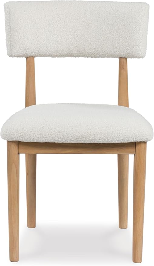 Signature Design by Ashley Sawdyn Solid Wood Frame Dining Chair, Set of 2, White/Light Brown