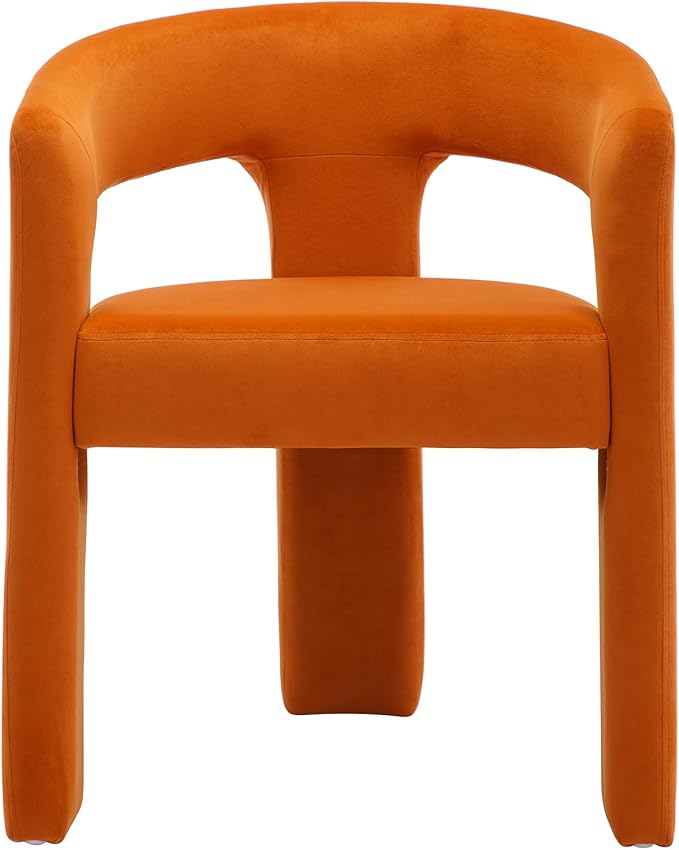 DAYALANE Modern Barrel Dining Chairs Set of 4, Upholstered Accent Kitchen Chair with Arms Comfy Velvet Side Chair for Living Room/Home Office/Reception, Orange