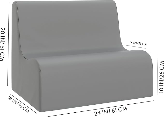 Children's Factory Medium Contour Sofa, Mix-and-Match Kids Chairs, Sofas, Corner Ottomans and Cubes, Foam-Filled and Water-Resistant, Flexible Seating for Classroom Elementary, Aqua Kids Couch