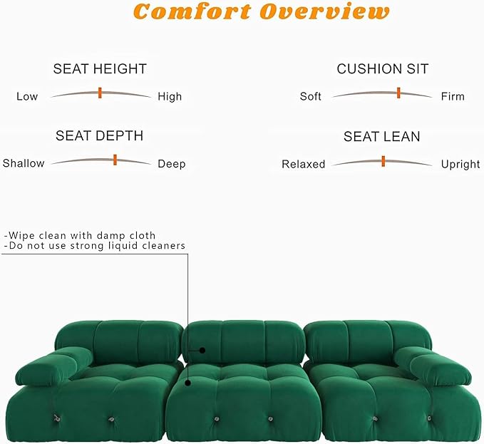 JACH 104" Convertible Modular Sectional Sofa, Minimalist Mid-Century Velvet Sofas Couches, Luxury Modern 3-Seat Wide Couch Sectional for Living Room Bedroom Office Apartment (Green)