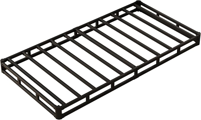 Maenizi Box Spring Twin 4 Inch Low Profile, Heavy Duty Metal Box Spring Bed Base with Fabric Cover, Mattress Foundation, Easy Assembly, Noise Free, Black