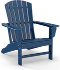 GREENVINES Adirondack Chair | HDPE Plastic | Oversized Fire Pit Chairs | All Weather | Blue | Poly Lumber | for Outdoor Deck Backyard Patio