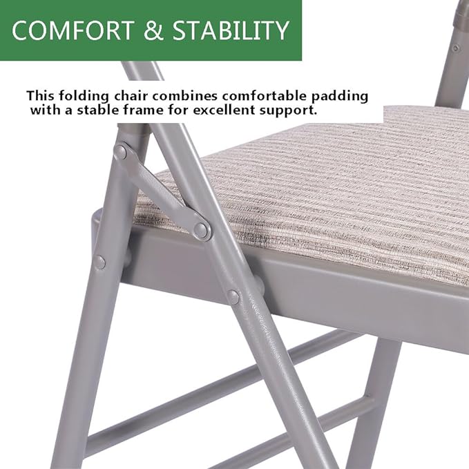 Amazing for less Pack of 4 (Fabric/Vinyl) Steel Frame Metal Foam Padded Folding Chairs (Black, Gray, White)