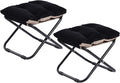 LITA Folding Footrest Stool, Portable Ottoman Foot Rest, Upholstered Small Foldable Ottoman with Detachable Thick Cotton Cushion Padded Sofa Stool for Living Room, Bedroom, Velvet Black Set