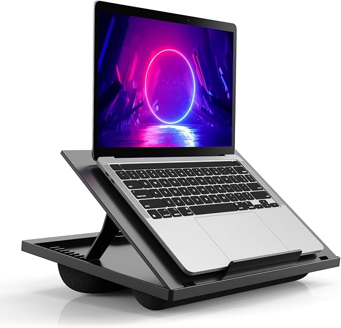 Adjustable Laptop Desk with 8 Angles - Cushioned Lap Desk for 15.6 Inch Laptops, Portable with Handle for Home & Office