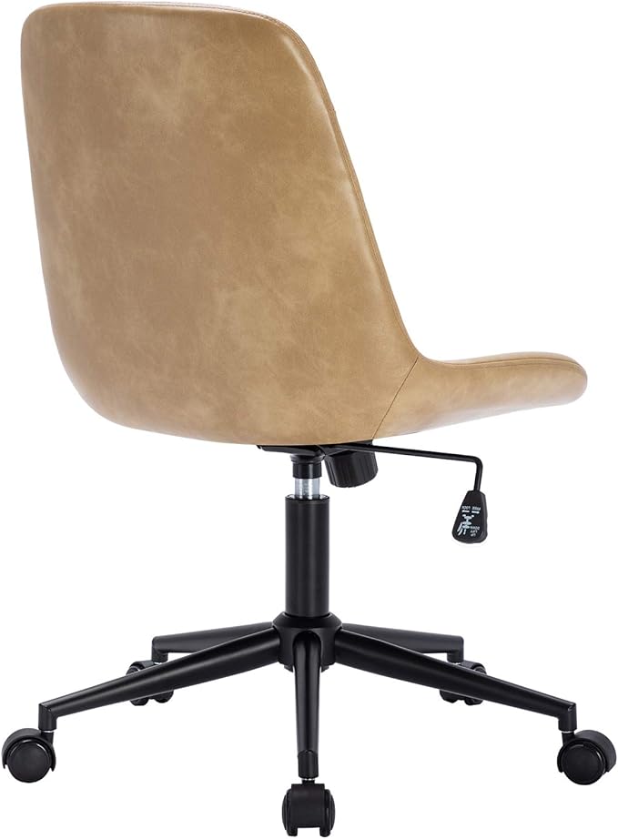 DUHOME Modern PU Leather Office Chair Desk Chair Swivel Computer Chair Camel