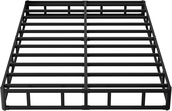 Maenizi King Box Spring 9 Inch, Heavy Duty Metal Box Spring Bed Base with Fabric Cover, Mattress Foundation, Easy Assembly, Noise Free, Black