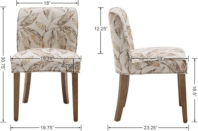 chairus Farmhouse Dining Chairs Set of 2, Upholstered Comfy Dining Room Chairs Linen Fabric Walnut Brown Wood Kitchen Chairs for Dining Table, Living Room, Kitchen, Floral Pattern