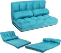 KOMFOTT Adjustable Floor Sofa Bed, Foldable Lazy Sofa Sleeper with 6 Position Backrest & 2 Pillows, Convertible Futon Couch with Suede Cloth Cover, Lounge Recliner for Living Room