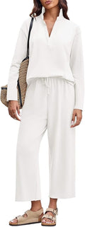 Imily Bela Womens 2 Piece Outfits Sweatsuit Long Sleeve Lapel V Neck Shirt and Wide Leg Pants 2025 Fall Trendy Tracksuit