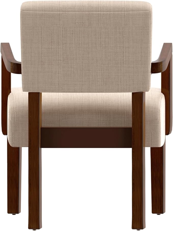 FAGAGA Accent Chair,Armchairs with Solid Wood Frame and Legs,Upholstered Reading Leisure Chair for Bedroom,Office,Waiting Room (Linen, Beige, One Chair)