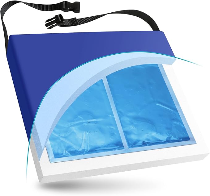 NYOrtho Gel Wheelchair Cushion - Cooling Gel Pad for Sitting - Non-Slip, Water-Resistant Seat Cushion for Pressure Relief - Ideal for Wheelchairs and Office Chairs - 20" x 18" x 2"