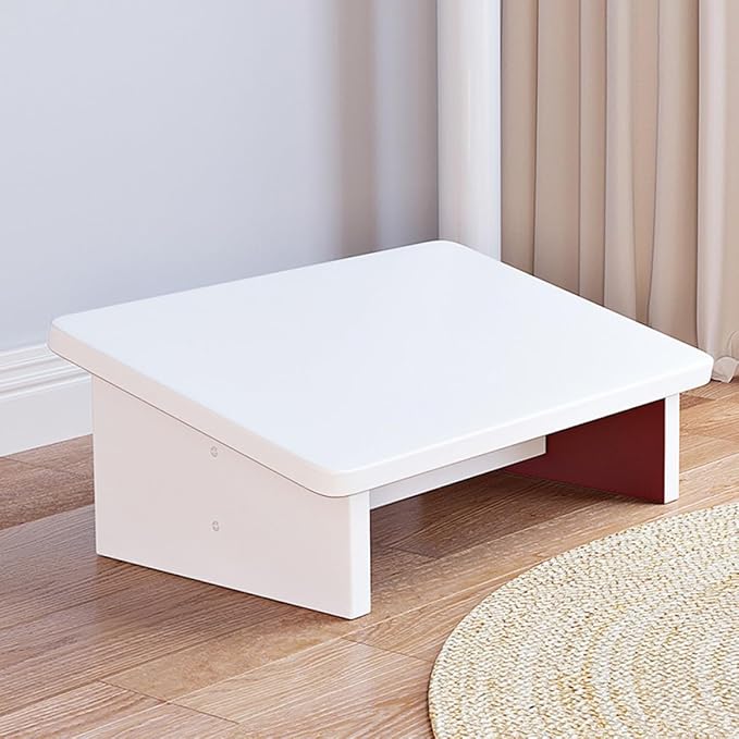 GALPADA Wooden Foot Rest Stool Warm White Non-Slip Footstool for Office and Home Comfortable Leg Support Ergonomic Footrest for Extended Sitting