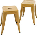 Brage Living 18 Inch Industrial Metal Stools Set of 2, Stackable Classroom Stools, Backless Metal Dining Chairs for Indoor Outdoor, Kitchen Short (Mustard Yellow)