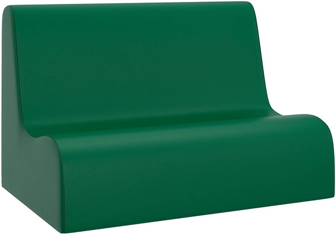 Children's Factory Small Contour Sofa, Mix-and-Match Kids Chairs, Sofas, Corner Ottomans and Cubes, Foam-Filled and Water-Resistant, Flexible Seating for Classroom Elementary, Green Kids Couch
