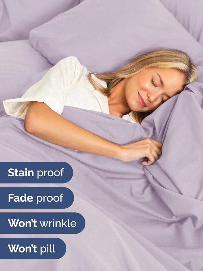Extra Deep Pocket Twin XL Sheets - 3 Piece Breathable & Cooling Bed Sheets - Hotel Luxury Bed Sheet Set - Soft, Wrinkle Free & Comfy - Easily Fits Extra Deep Mattresses - Light Lavender Sheets Set