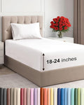 Extra Deep Pocket Twin Sheets - 3 Piece Breathable & Cooling Bed Sheets - Hotel Luxury Bed Sheet Set - Soft, Wrinkle Free & Comfy - Easily Fits Extra Deep Mattresses - Deep Pocket Antique White Sheets