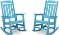 hOmeQomi Rocking Chairs Set of 2, All Weather Resistant Poly Lumber Outdoor Porch Rocker, Rocking Chairs for Outdoor, Indoor, Patio, Deck, Garden, Backyard, Load Bearing 380 lbs - Lake Blue