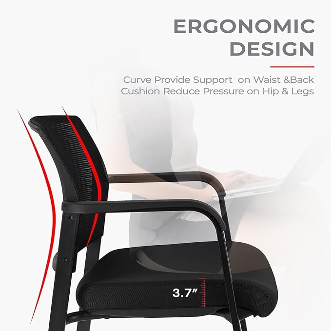 CLATINA Rolling Conference Chairs, 1 Pack Stackable with Wheels and Paddle, Ergonomic Mesh Back and Arms for Meeting, Training Room & Home Office (Black)