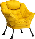 HollyHOME Lazy Chair with Armrest and Side Pocket, Comfy Accent Lounge Chair,Leisure Sofa Armchair for Living Room, Bedroom, Dorm, or Small Spaces, Oversized Reading Sofa Chair,Velvet Yellow