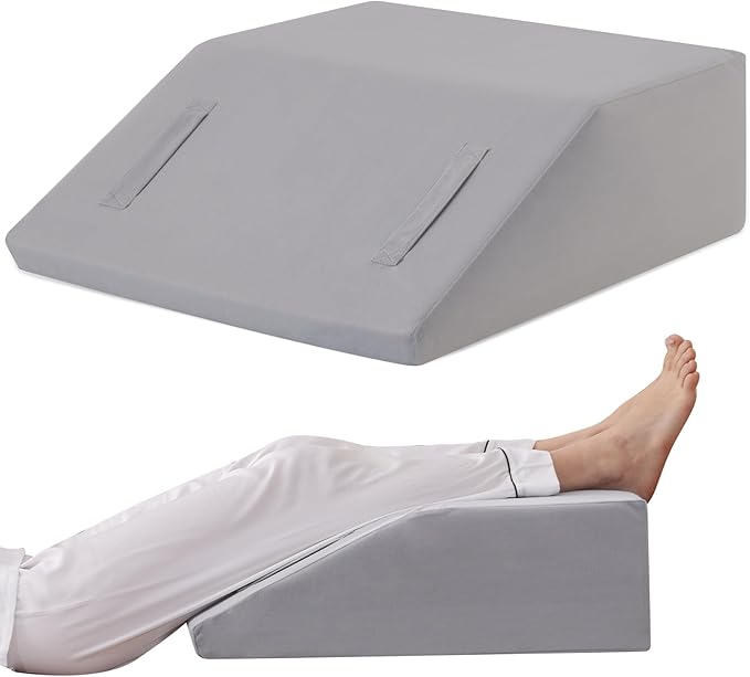 Ruqmuis Leg Elevation Pillow for After Surgery, 8inch Foam Leg Elevating Pillow for Swelling and Blood Circulation, Leg Wedge Pillow for Sleeping, Knee Pillow for Knee Hip Ankle Pain Relief, Velvet