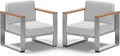 ComfCove 2 Pieces Outdoor Aluminum Armchair, Modern Patio Patio Furniture with Wide Seat and Thick Cushions, All-Weather Oversized Couch for Deck, Porch