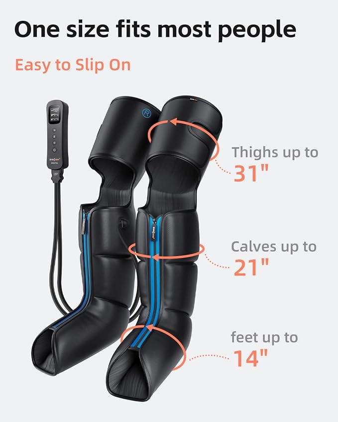 SHINE WELL Leg Massager with Heat and Compression,Full Leg Massager for Circulation and Pain Relief, with 3 Heat 3 Modes 3 Intensities, for Athletes Runner Cyclist, for Post Workout Recovery