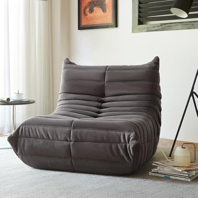 Bean Bag Chair - Corner Sofa, Fireside Chair Bean Bag Sofa Large Bean Bag Chair for Adults,Fireside Floor Couch for Living Room, Bedroom, Gaming (Yellow, Single) (Dark Gray, Single)